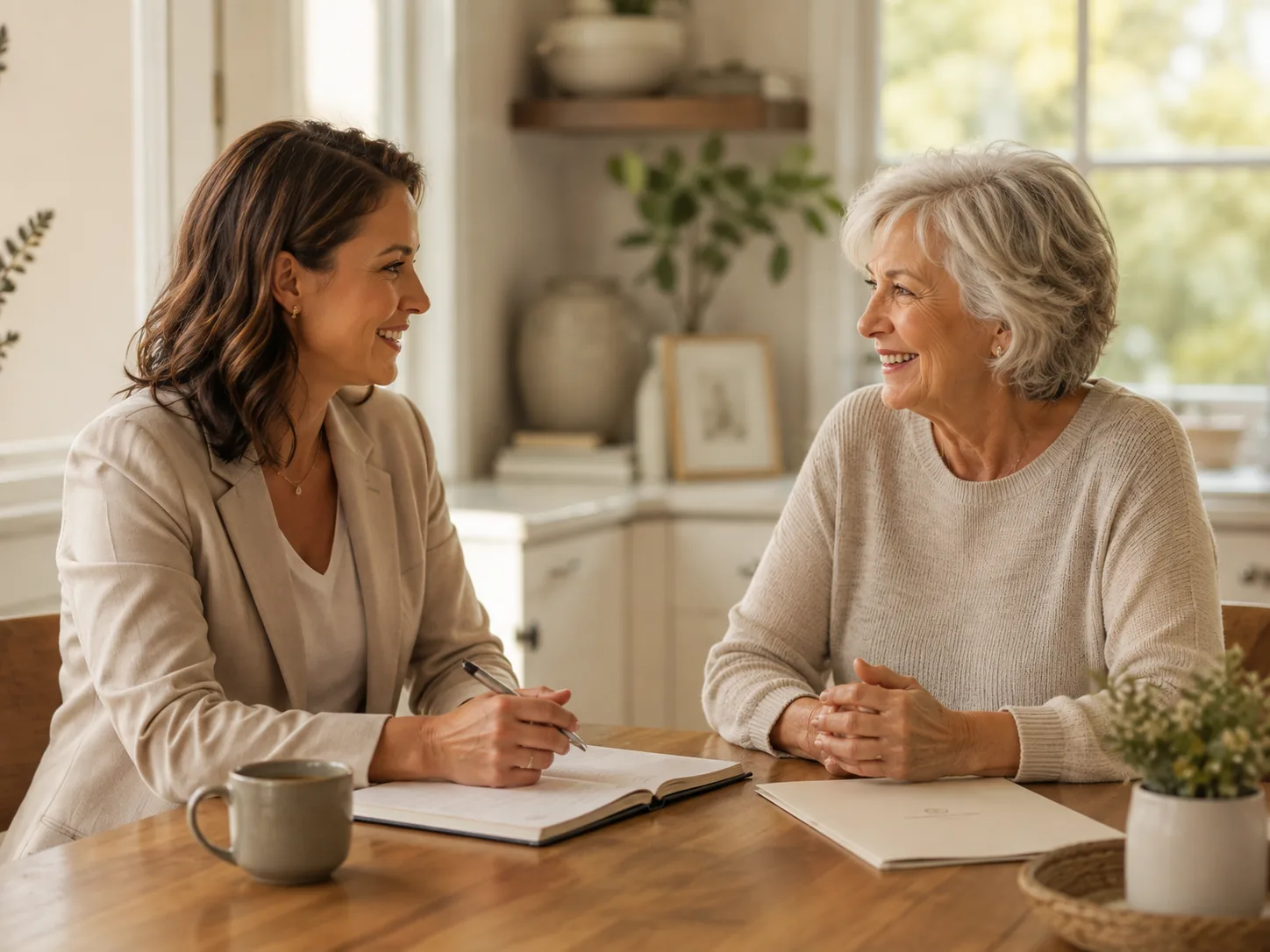 Advisor reviewing Medicare options with a client at home