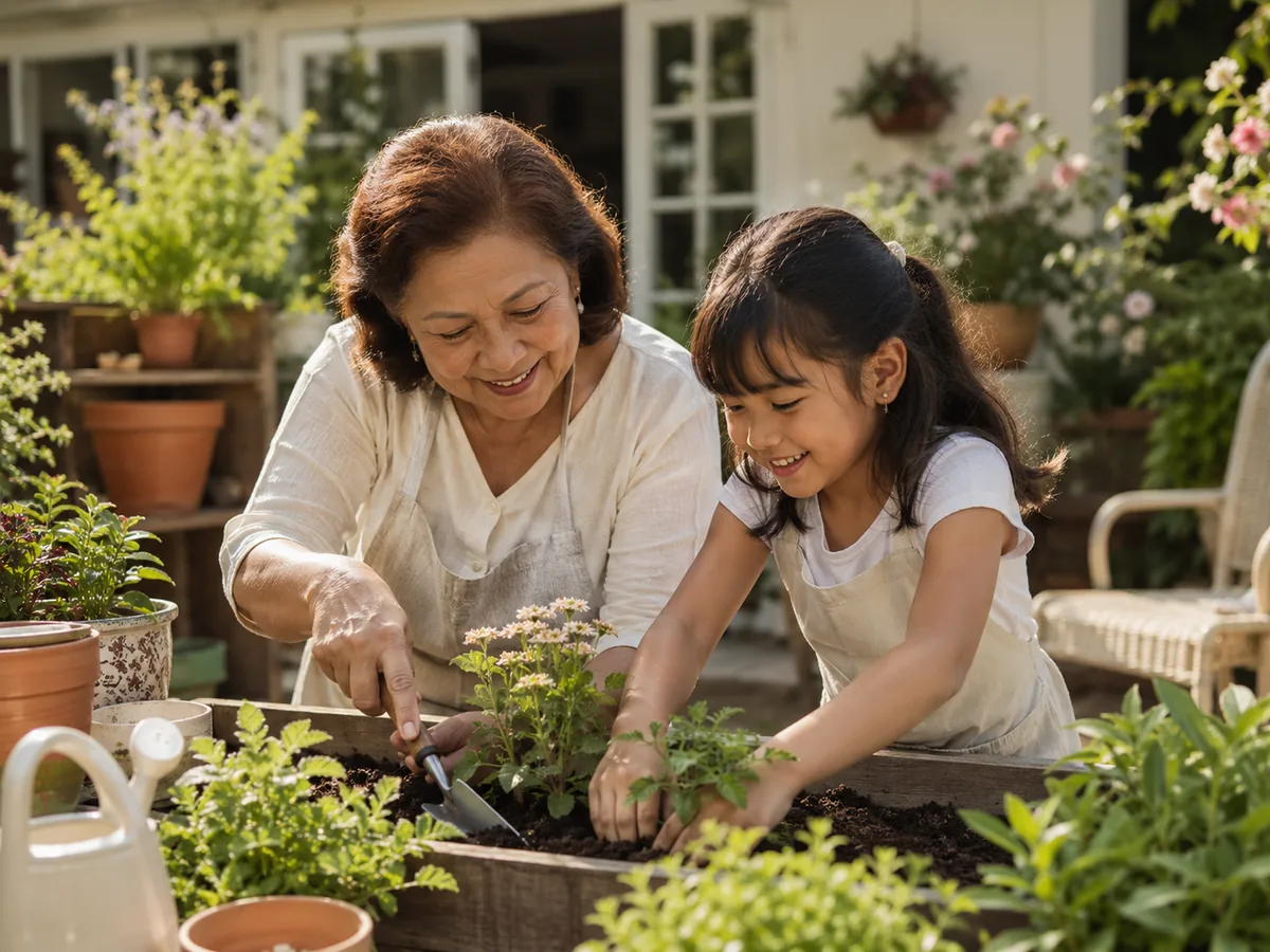 Grandmother and granddaughter spending time together
