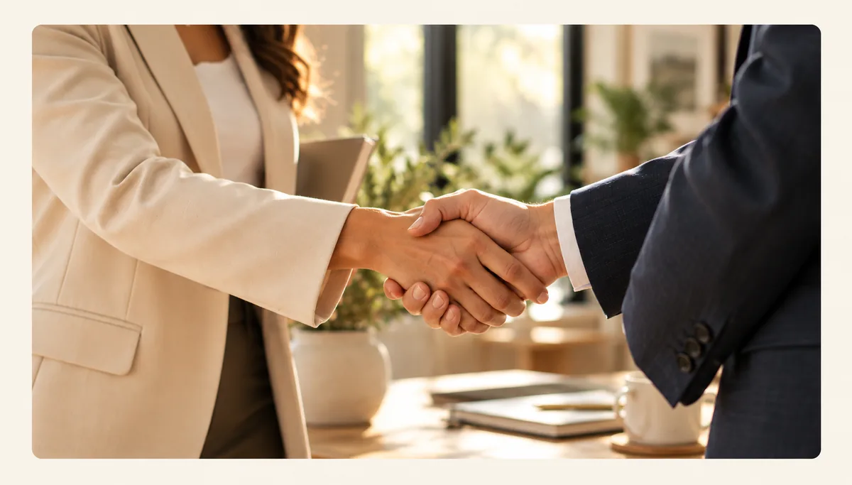 Advisor and client shaking hands